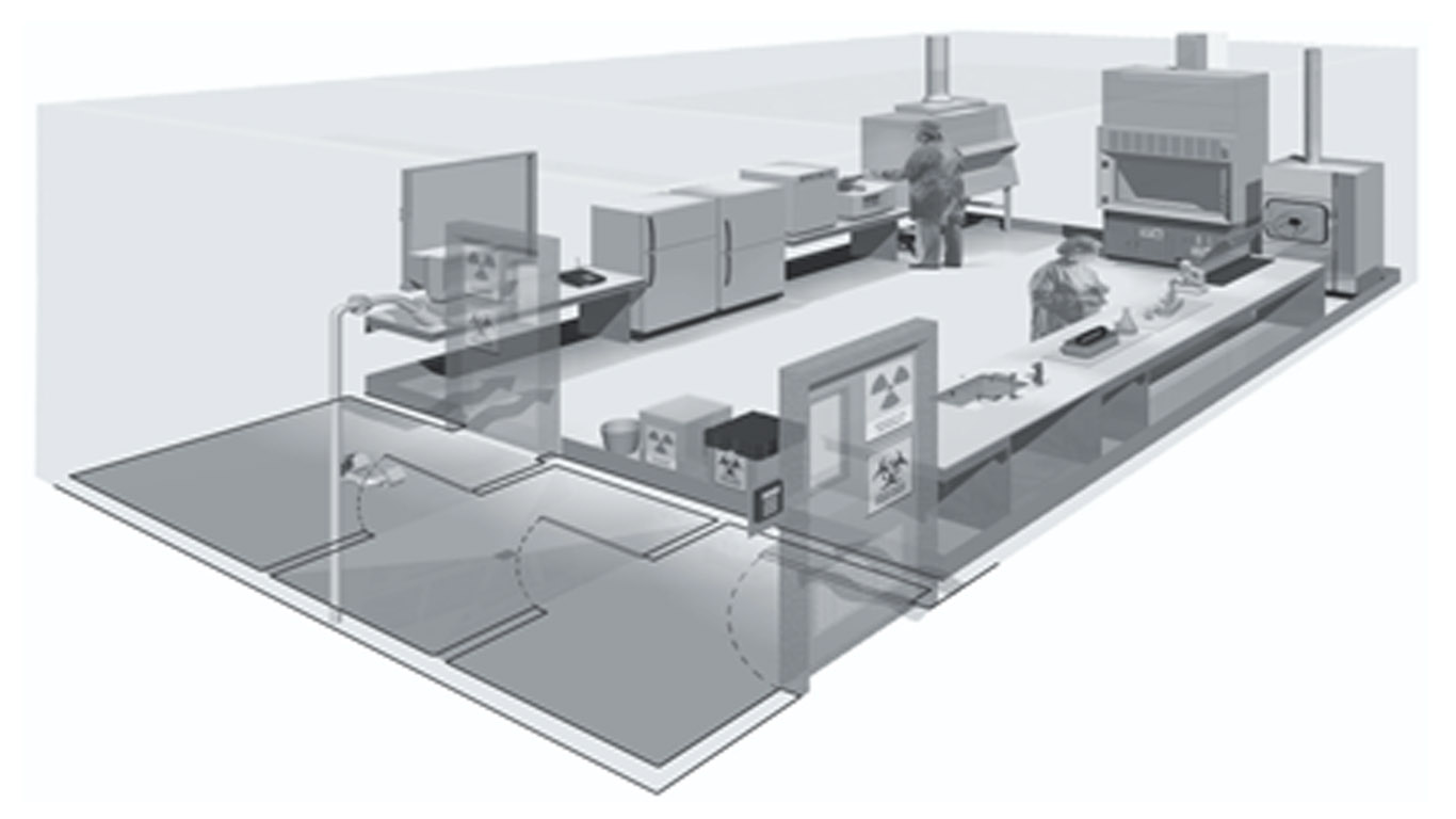 Ilustrasi ruang laboratorium Biosafety Level 3