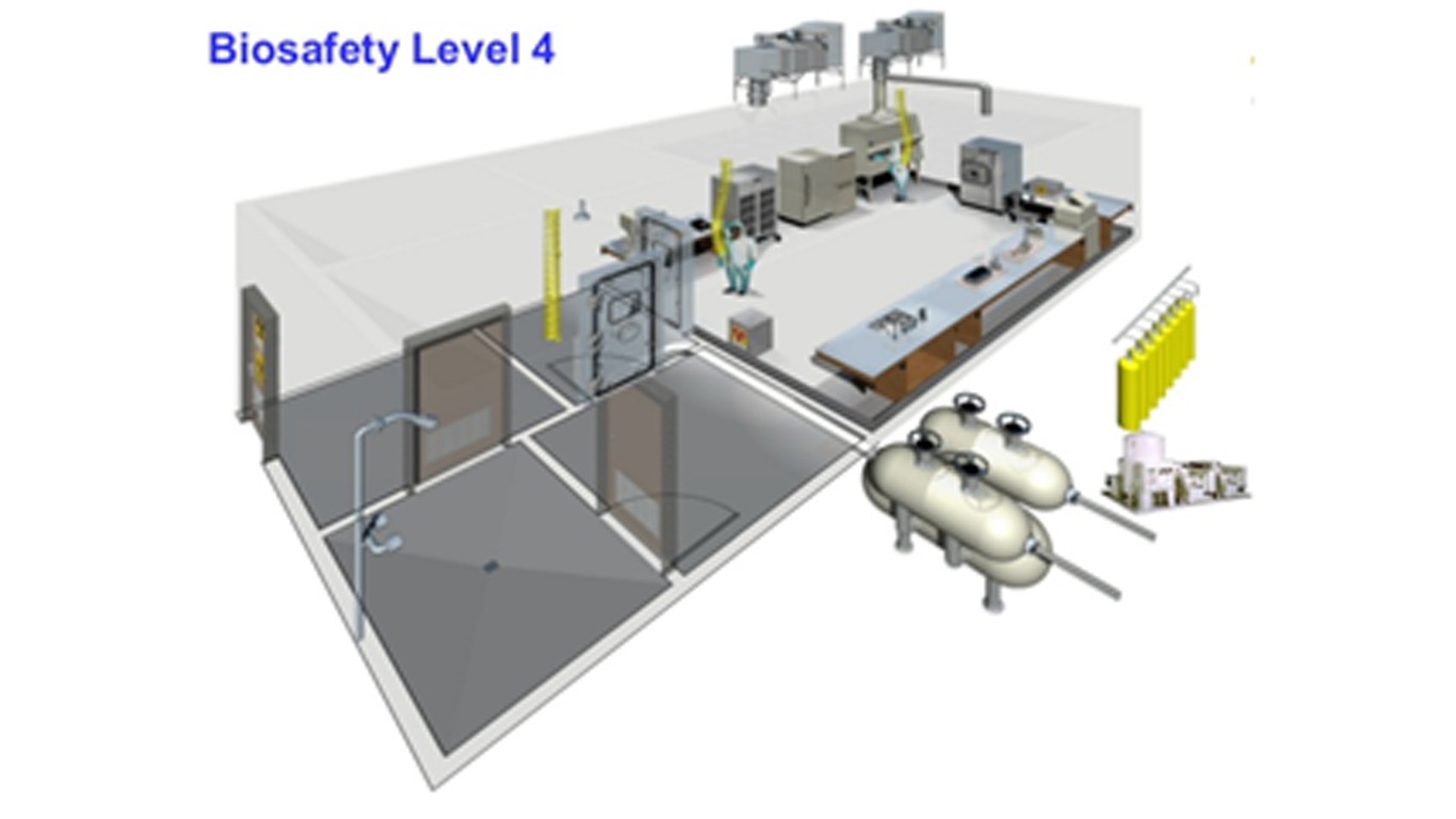Ilustrasi ruang laboratorium Biosafety Level 4