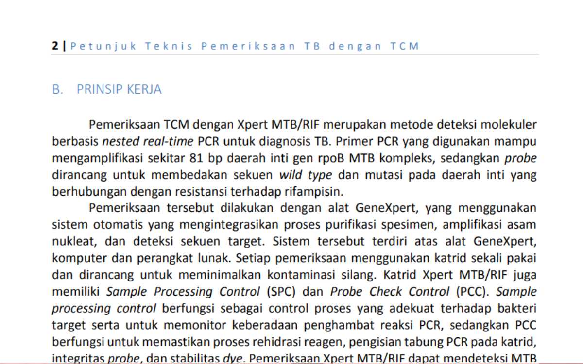 Prinsip Kerja TCM - Petunjuk Teknis Pemeriksaan TB Menggunakan TCM.